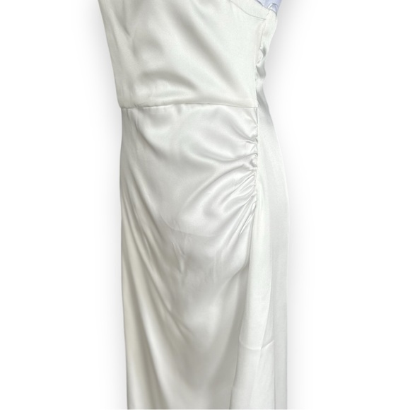 NWT Zara Women’s Chain Strap Satin Effect Straight Neck White Midi Dress Size XL - Picture 6 of 15